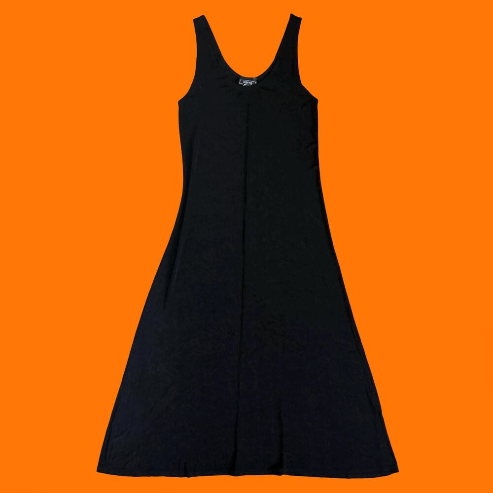 90's vintage black slinky bodycon maxi dress LARGE